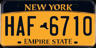 NY license plate HAF6710