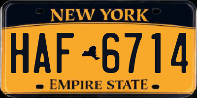 NY license plate HAF6714