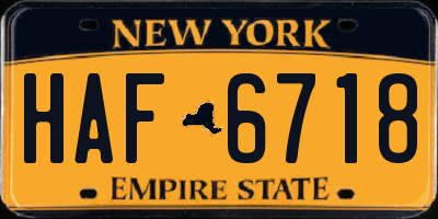 NY license plate HAF6718