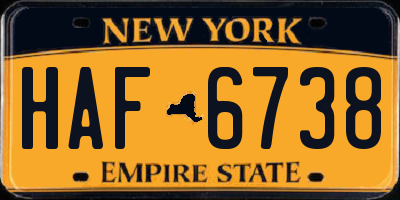 NY license plate HAF6738