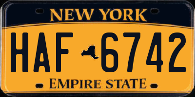 NY license plate HAF6742