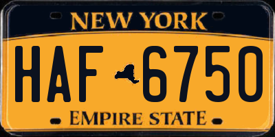 NY license plate HAF6750