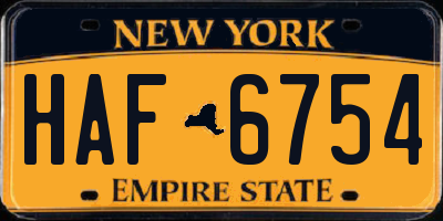 NY license plate HAF6754