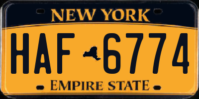 NY license plate HAF6774