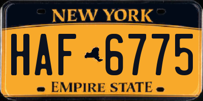 NY license plate HAF6775