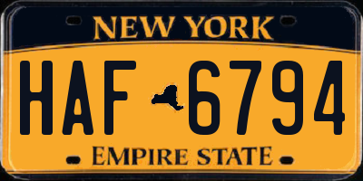 NY license plate HAF6794