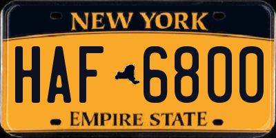 NY license plate HAF6800