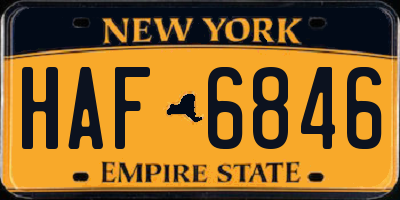 NY license plate HAF6846