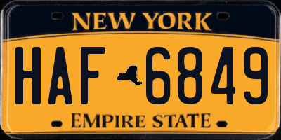 NY license plate HAF6849
