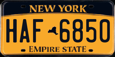 NY license plate HAF6850