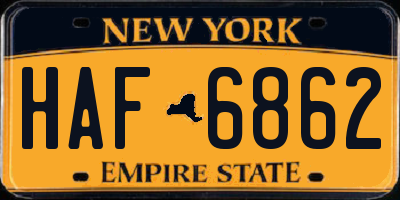 NY license plate HAF6862