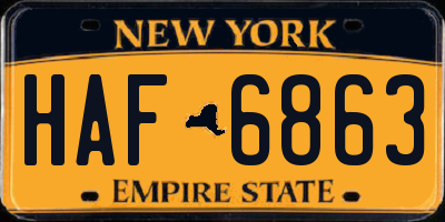 NY license plate HAF6863