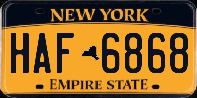 NY license plate HAF6868