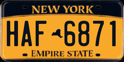 NY license plate HAF6871