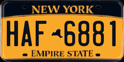 NY license plate HAF6881