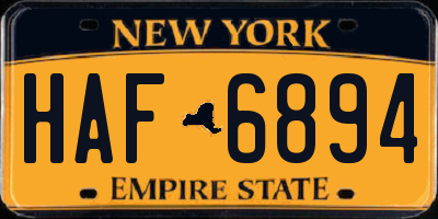 NY license plate HAF6894