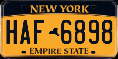 NY license plate HAF6898
