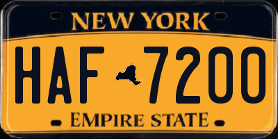 NY license plate HAF7200