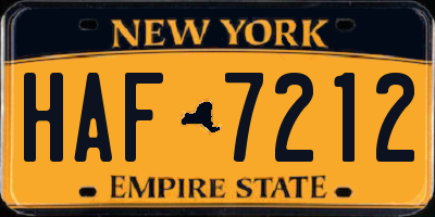 NY license plate HAF7212