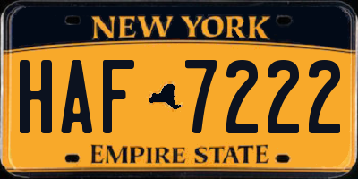 NY license plate HAF7222