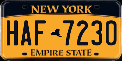 NY license plate HAF7230