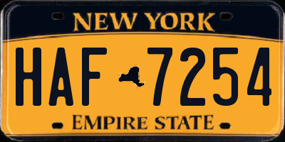NY license plate HAF7254