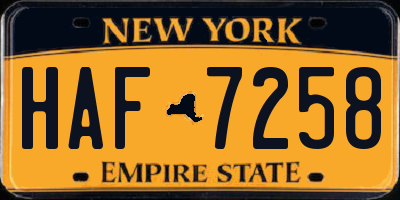 NY license plate HAF7258