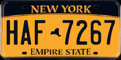 NY license plate HAF7267