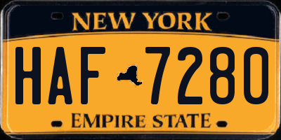 NY license plate HAF7280