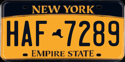 NY license plate HAF7289