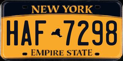 NY license plate HAF7298