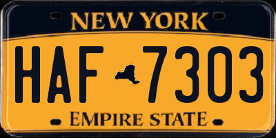 NY license plate HAF7303