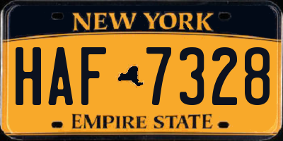 NY license plate HAF7328