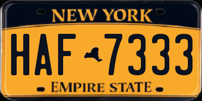 NY license plate HAF7333
