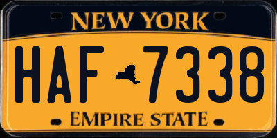 NY license plate HAF7338