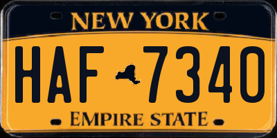 NY license plate HAF7340