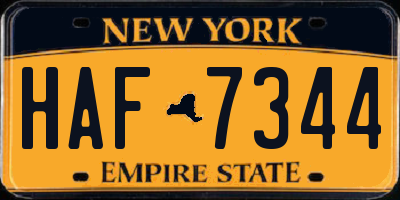 NY license plate HAF7344