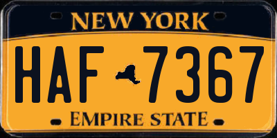 NY license plate HAF7367