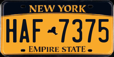 NY license plate HAF7375