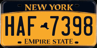 NY license plate HAF7398