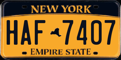 NY license plate HAF7407