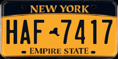 NY license plate HAF7417