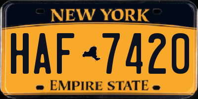 NY license plate HAF7420