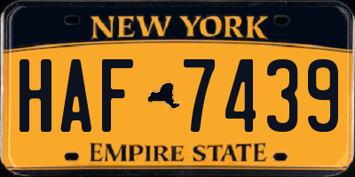 NY license plate HAF7439