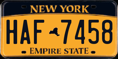 NY license plate HAF7458