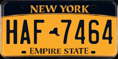 NY license plate HAF7464