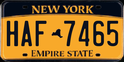 NY license plate HAF7465