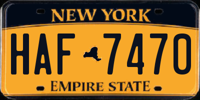 NY license plate HAF7470