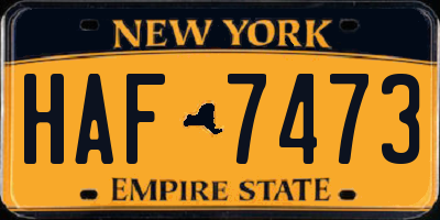 NY license plate HAF7473