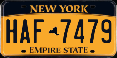 NY license plate HAF7479